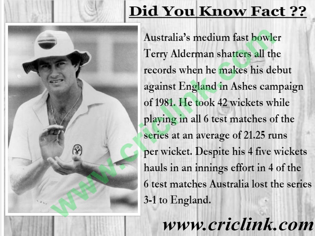 Terry Alderman took 42 wickets on debut series, which is most by a bowler