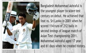 Mohammad Ashraful is the Youngest Player to score century on test debut