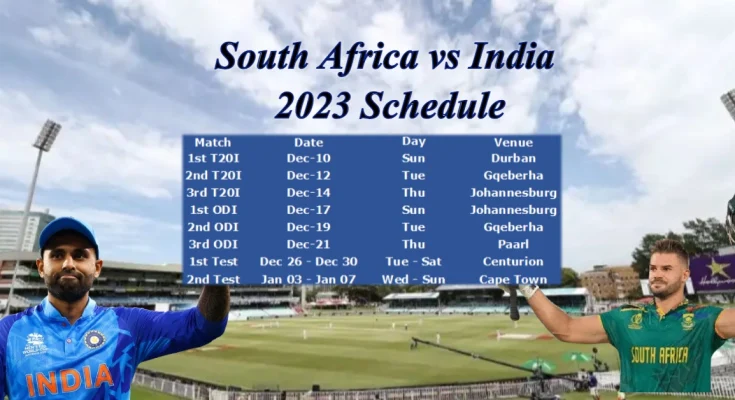 South Africa vs India Schedule 2023