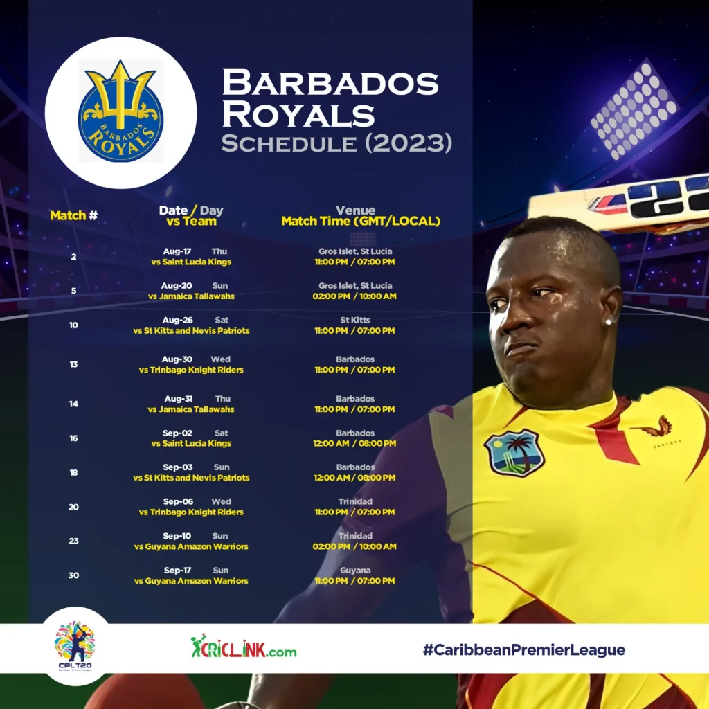 Barbados Royals Schedule 2023
