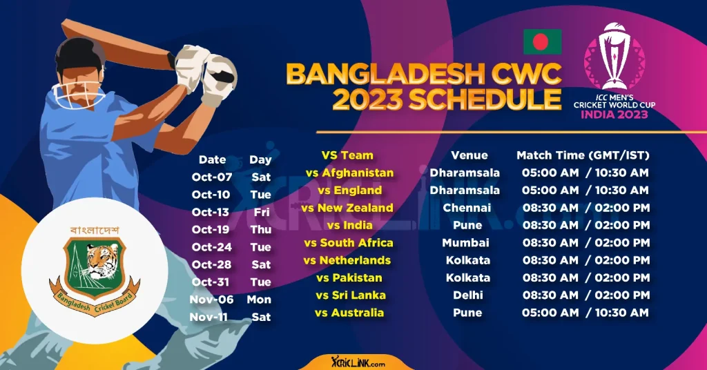 Bangladesh Schedule World Cup 2023