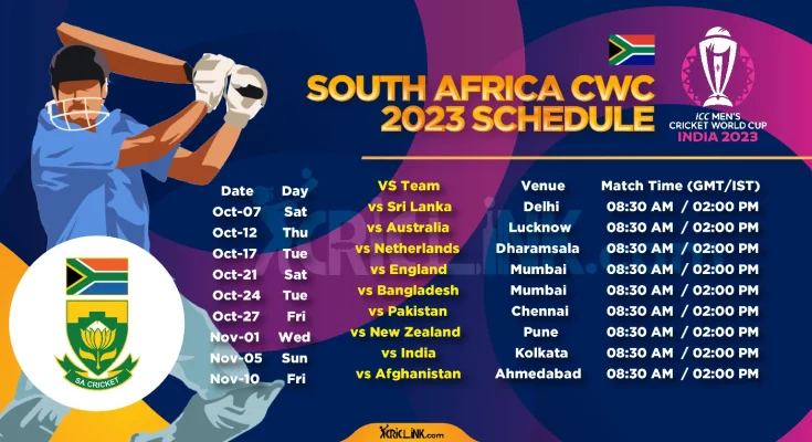 South Africa Schedule World Cup 2023